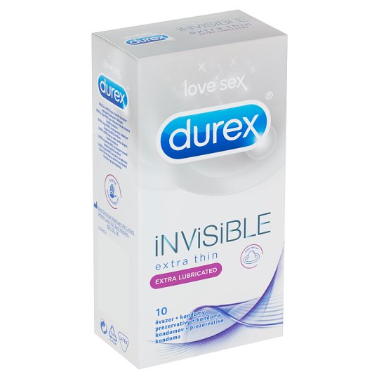 Durex Invisible Extra Thin Extra Lubricated prezervatívy 10 ks