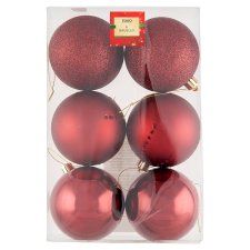 Tesco Red Baubles 80 mm 6 pcs