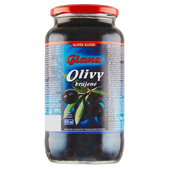 Giana Čierne olivy krájané v slanom náleve 900 g