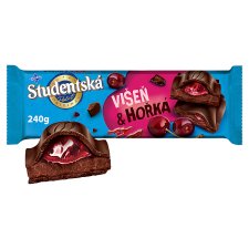 ORION ŠTUDENTSKÁ PEČAŤ Dark Chocolate with Cherry and Cocoa-Hazelnut Filling 240 g