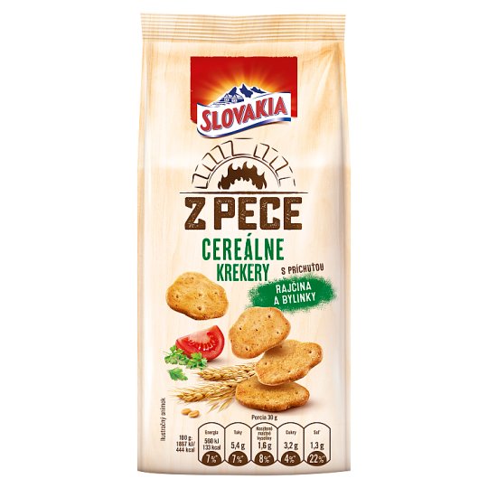 Slovakia Z Pece Cereálne krekery s príchuťou rajčina a bylinky 100 g