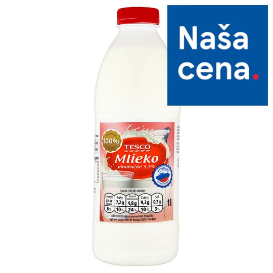 Tesco Mlieko plnotučné 3,5 % 1 l