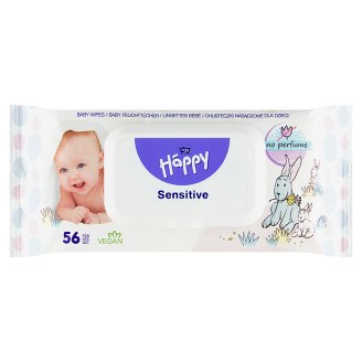 Happy Detské vlhčené utierky sensitive aloe vera 56 ks