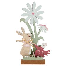 Dekorácia veľkonočná zajac s kvetom 13 cm x 4 cm x 24 cm