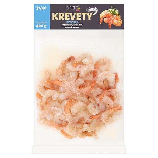 Landis Krevety biele s pridanou vodou hlbokozmrazené glazúrované 400 g