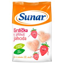 Sunar Detský snack jahodové srdiečka 50 g