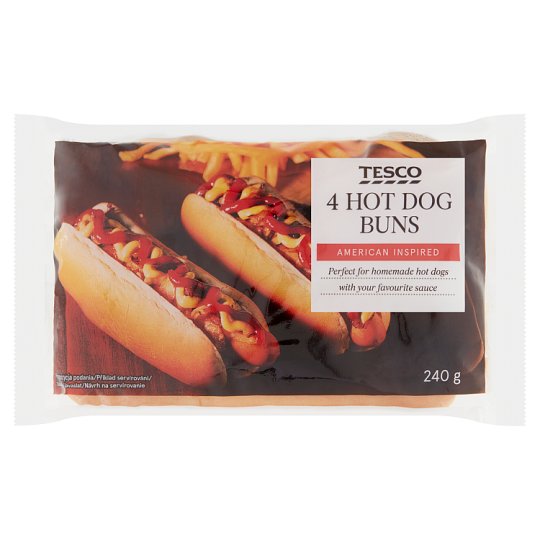 Tesco Hot Dog Buns 4 pcs 240 g