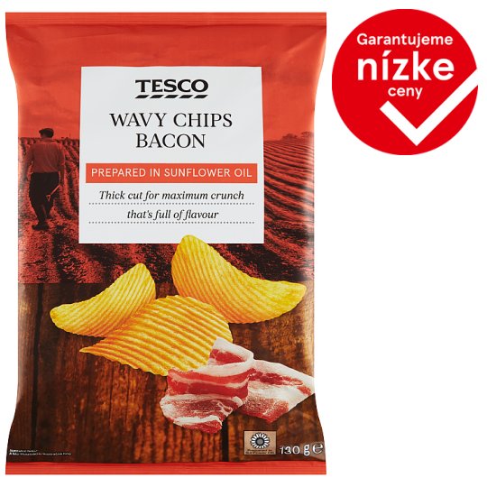 Tesco Fried Potato Chips with Bacon Flavor 130 g - Tesco Groceries