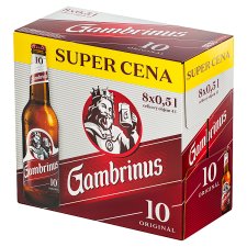 Gambrinus Originál 10 Light Draught Beer 8 x 0.5 L (4 L)