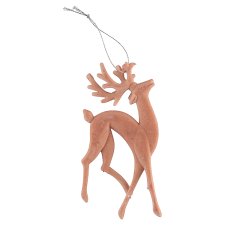 Flocking Deer Hanging Decoration 8 x 13 cm