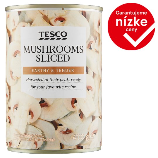 Tesco Mushrooms Sliced in Brine 400 g