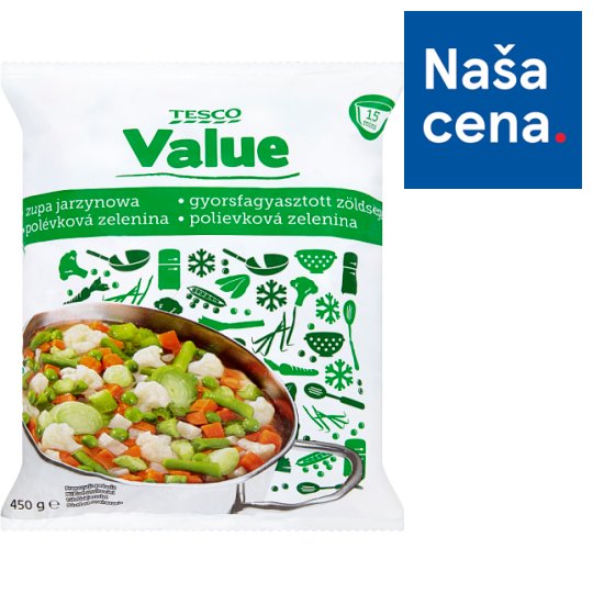 Tesco Value Polievková zelenina hlbokozmrazená 450 g