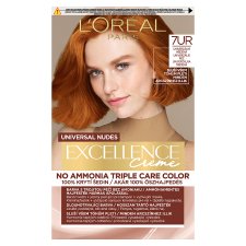 L'Oréal Paris Excellence Nudes Copper 7 UR Univerzálna medená, 72 ml + 48 ml + 12 ml + 60 ml