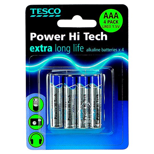 Tesco Extra Long Life Aaa 4 Pack