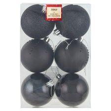 Tesco Black Baubles 6 pcs