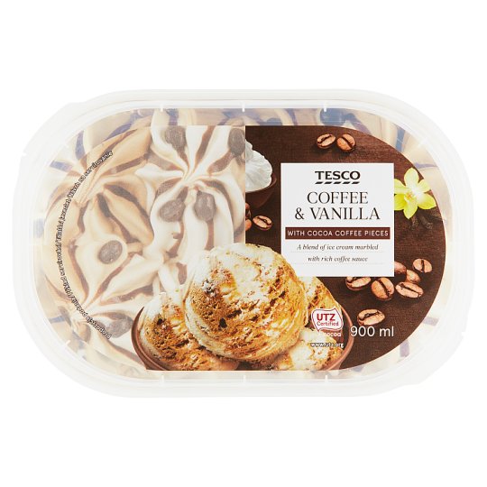 Tesco Coffee & Vanilla Ice Cream with Cocoa Coffee Pieces 900 ml