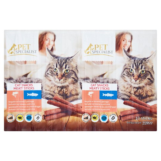 Tesco Pet Specialist Tyčinky bohaté na lososa a pstruha 10 x 5 g