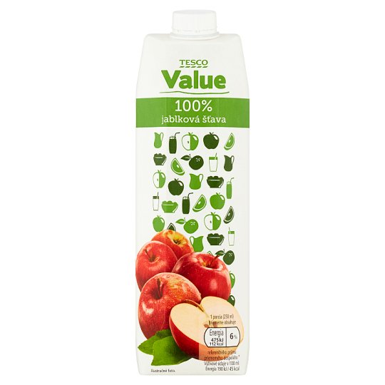 Tesco Value 100% jablková šťava 1 l