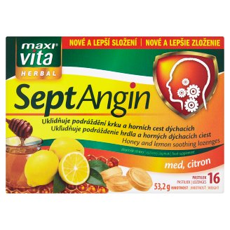 MaxiVita Herbal SeptAngin med, citrón 16 pastiliek 53,2 g