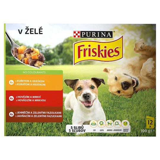 FRISKIES PES VITAFIT výber s kuraťom, s hovädzím a jahňacím v želé 12 x 100 g