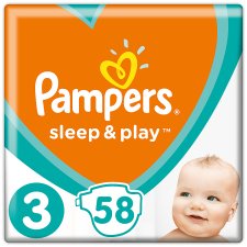 Pampers Sleep & Play, V3, 58 Plienok, 6-10 kg, Pocit Sucha