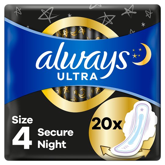 Always Ultra Sanitary Towels Secure Night with wings 20 Pads Tesco