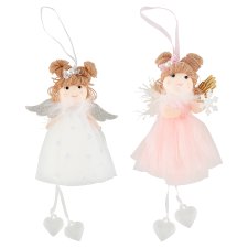 Jumi Angel in White/Pink Dress with Hearts 19 cm