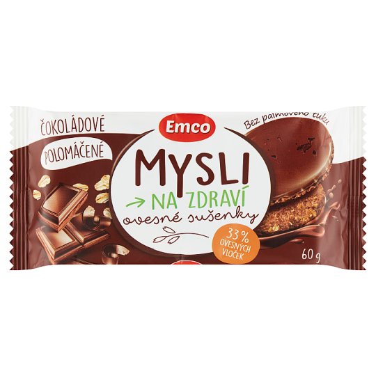 Emco Mysli na Zdraví Chocolate Oatmeal Cookies HalfDipped in Cocoa