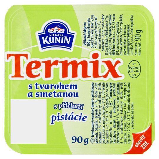 Mlékárna Kunín Termix tvarohový dezert s pistáciovou príchuťou 90 g