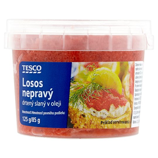 Tesco Losos nepravý drtený slaný v oleji 125 g