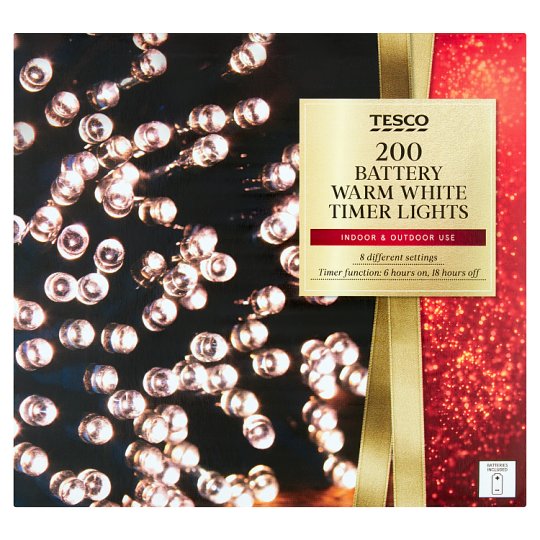Tesco Svetelná reťaz teplá biela s časovačom 200 LED