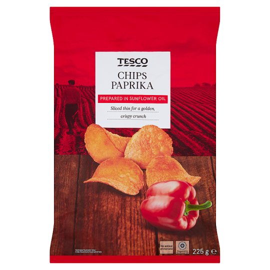 Tesco Smažené zemiakové lupienky s paprikovou príchuťou 225 g