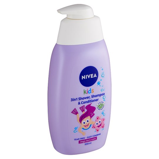 Nivea Kids Magic Berry Scent detský sprchovací gél, šampón a kondicionér 3 v 1 500 ml