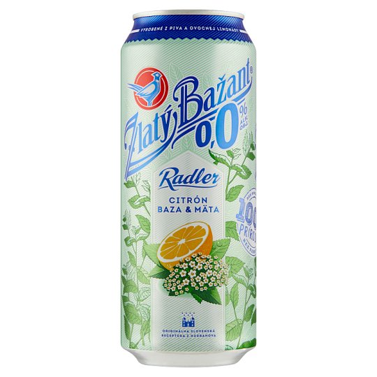 Zlatý Bažant Radler Citrón baza & mäta 0,0% 500 ml
