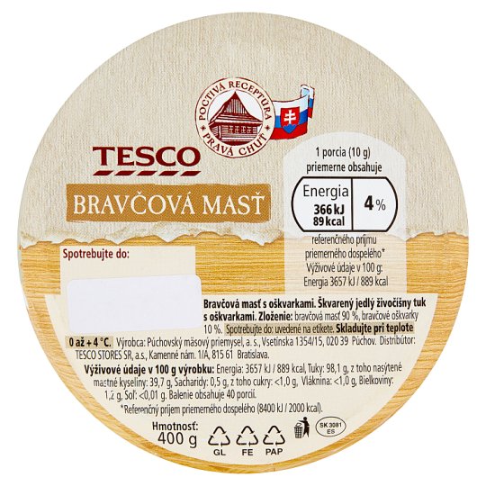 Tesco Bravčová masť s oškvarkami 400 g