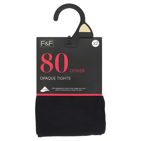 F&F 80DEN nepriehľadné pančuchy 2 kusy v balení, XL, Čierna
