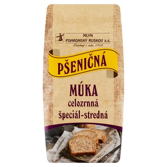 Mlyn Pohronský Ruskov Pšeničná múka celozrnná špeciál stredná 800 g