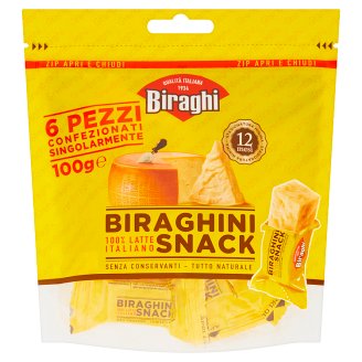 Biraghi Gran snack zrejúci stredne tučný porciovaný tvrdý syr 5 x 20 g
