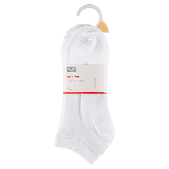 F&F Trainer Socks White 10 pcs Tesco Groceries