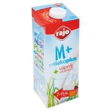 Rajo Mlieko Plus Longlife Semi Skimmed Milk with Calcium 1 L