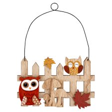 Darčeková dekorácia jesenné drevo sova & hríbik 18 x 1 x 25 cm