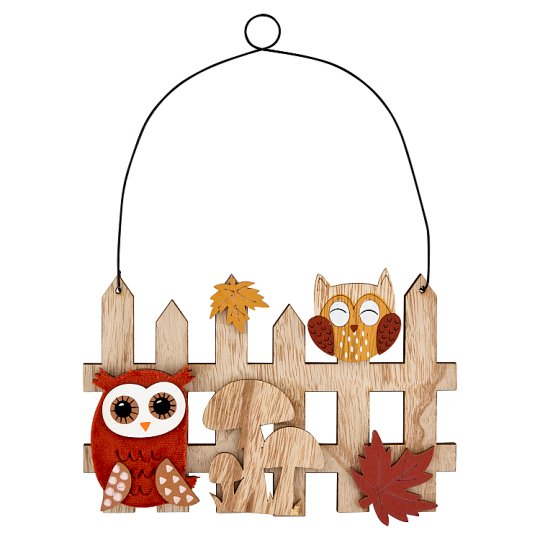  Gift Decoration Autumn Wood Owl & Mushroom 18 x 1 x 25 cm
