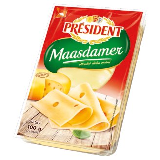 Président Maasdamer plátkový plnotučný polotvrdý zrejúci syr 100 g