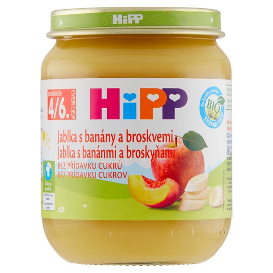 HiPP Bio jablká s banánmi a broskyňami 125 g