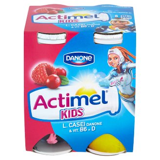 Danone Actimel Kids jogurtové mlieko s vitamínmi B6 a D - malinovo-brusnicové 4 x 100 g