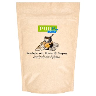 Pure Snack Pražené plátky blanšírovaných jadier mandlí s medom, soľou a zázvorom 125 g