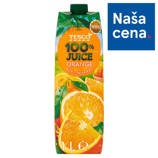 Tesco 100% Pomarančová šťava z koncentrátu 1 l