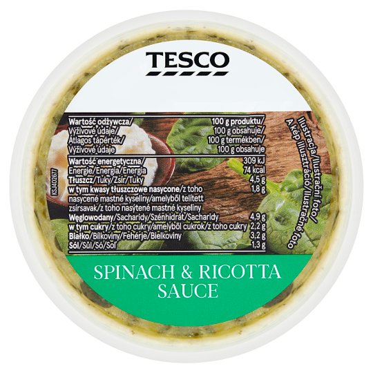 Tesco Omáčka so špenátom a syrmi Ricotta, Mozzarella a Cheddar 300 g
