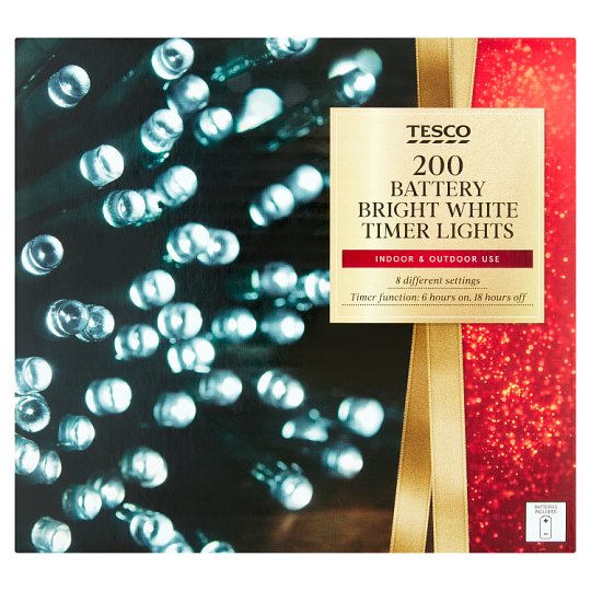 Tesco Svetelná reťaz biela s časovačom 200 LED