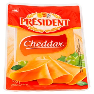Président Cheddar plátkovaný plnotučný polotvrdý zrejúci syr 100 g